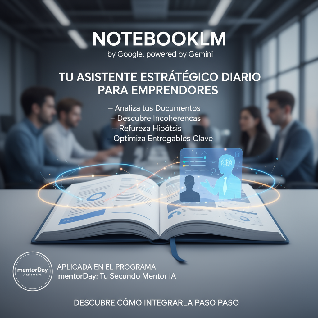 Usa la IA de Google NotebookLM para analizar tus documentos, detectar incoherencias y mejorar tu plan de negocio dentro del programa mentorDay.