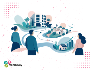 todas las publicaciones Ilustración de turismo sostenible con impacto local: hotel, emprendedores y comunidad conectados